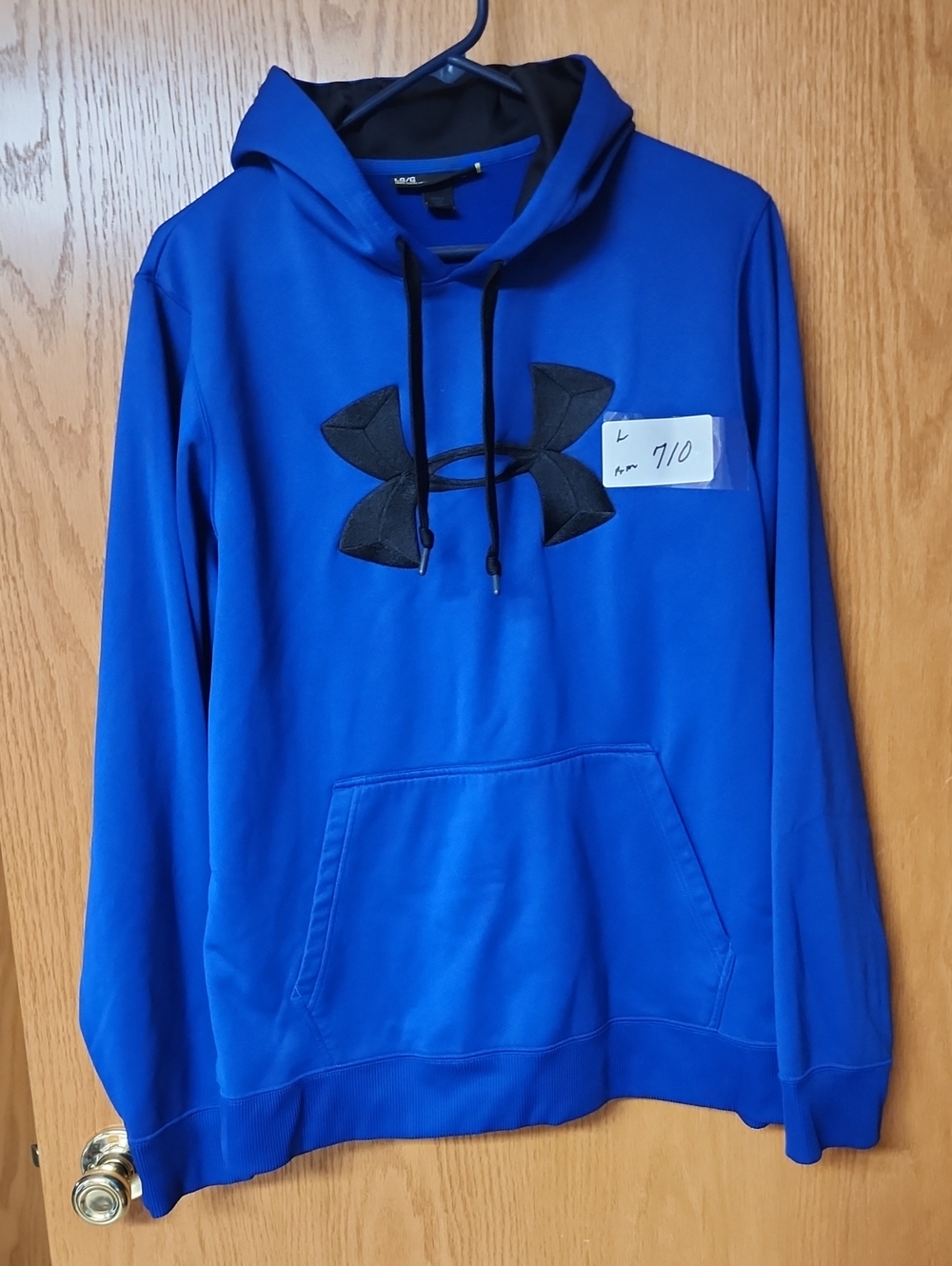 Under Armour Royal Blue Hoodie with Black Logo mens L number 710